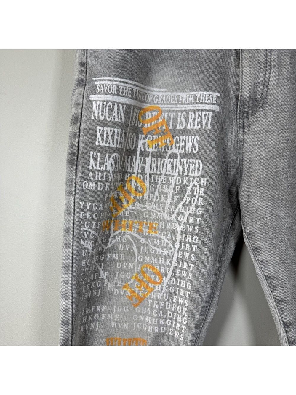 Off-White c/o Virgil Abloh Main Label 2013 Orange Graphic Skinny Jeans size 36 - Picture 3 of 15